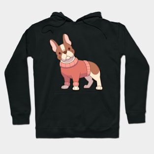 Piebald frenchie in a red sweater Hoodie